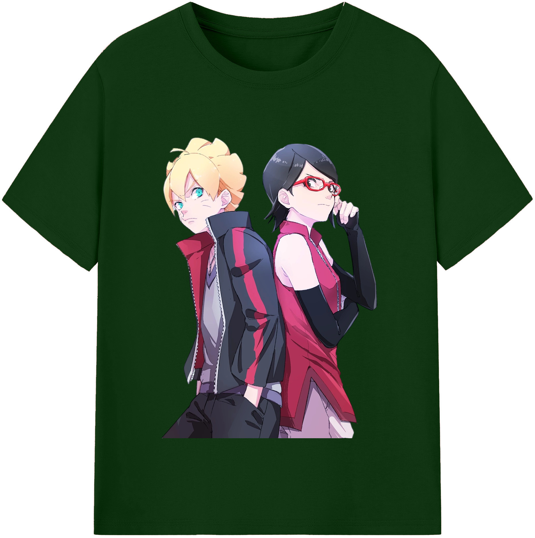 （画像用） NARUTO -ナルト- うちは サラダ Uchiha Sarada 綿100％半袖Tシャツ（フロントプリント）